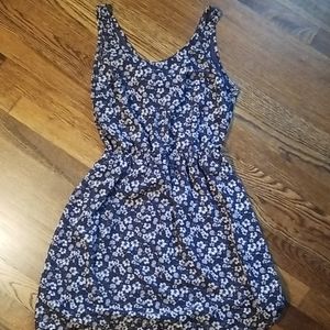 Navy floral fit and flare dress